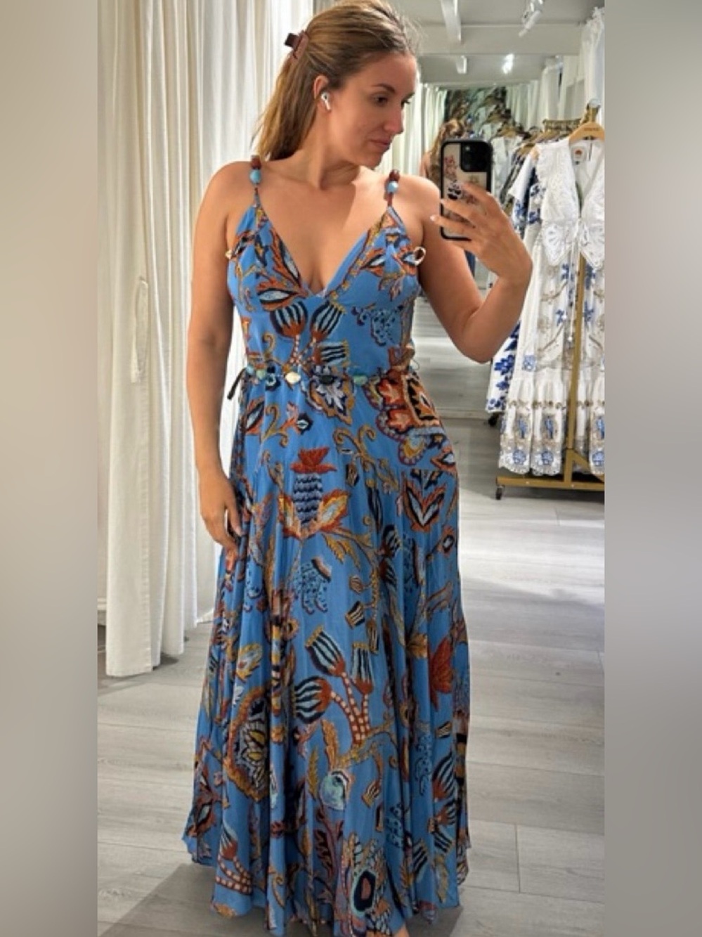 FARM Rio Blue Floral Print Maxi Dress - Picture 6 of 10